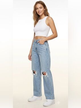 Garage Blue Highrise Wide Leg Jeans Size 7 Cotton
